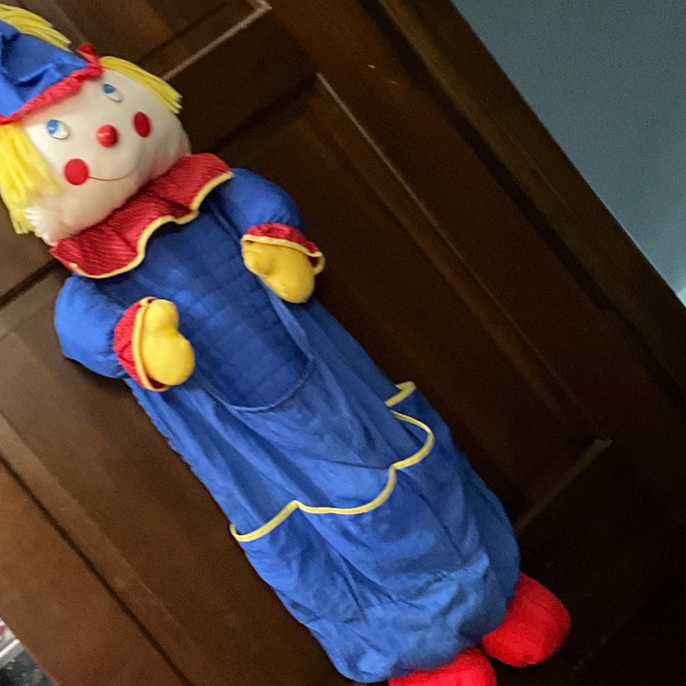 Blue Clown Doll with Red Accents Nursery Kids Room for  Hanging Storage